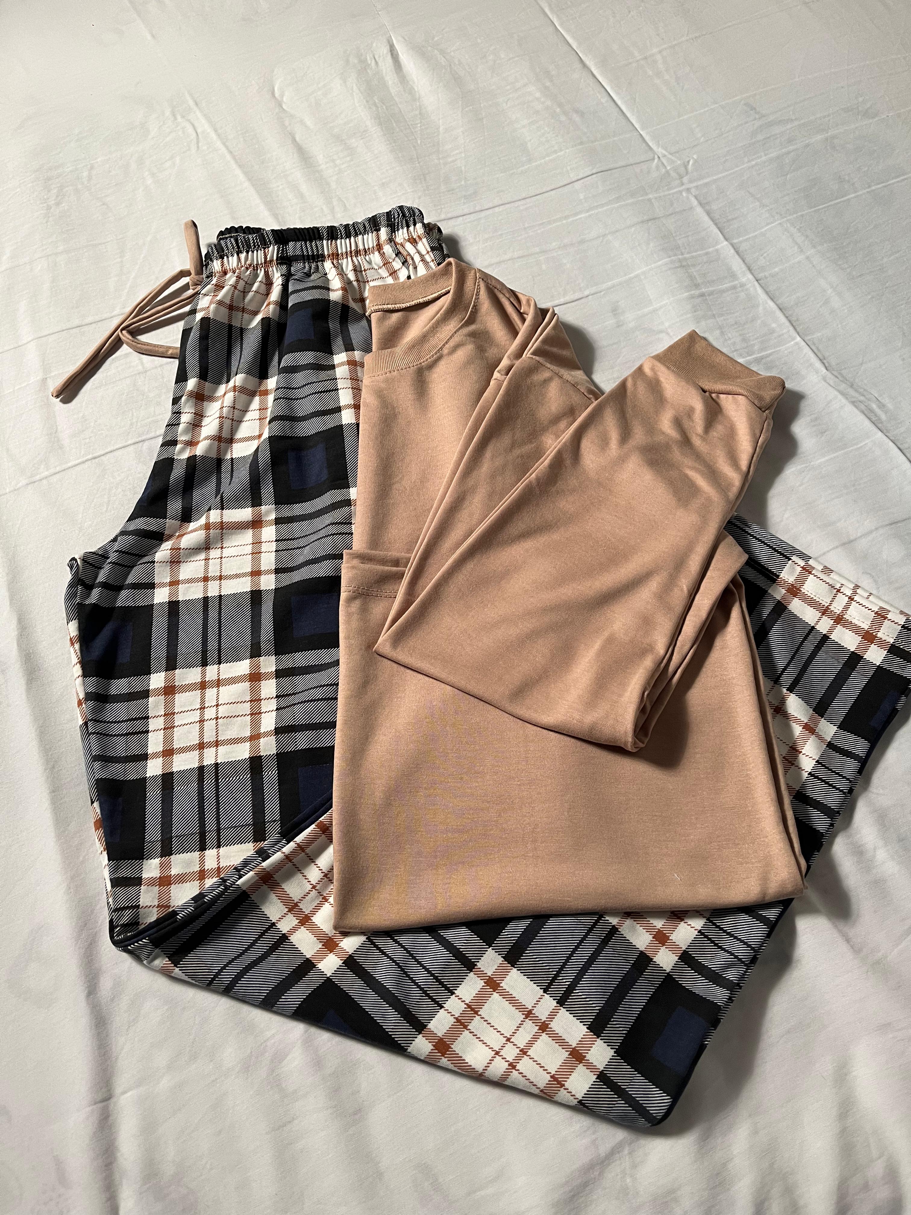 Conjunto Pijama Longo Feminino Adulto | Xadrez Azul