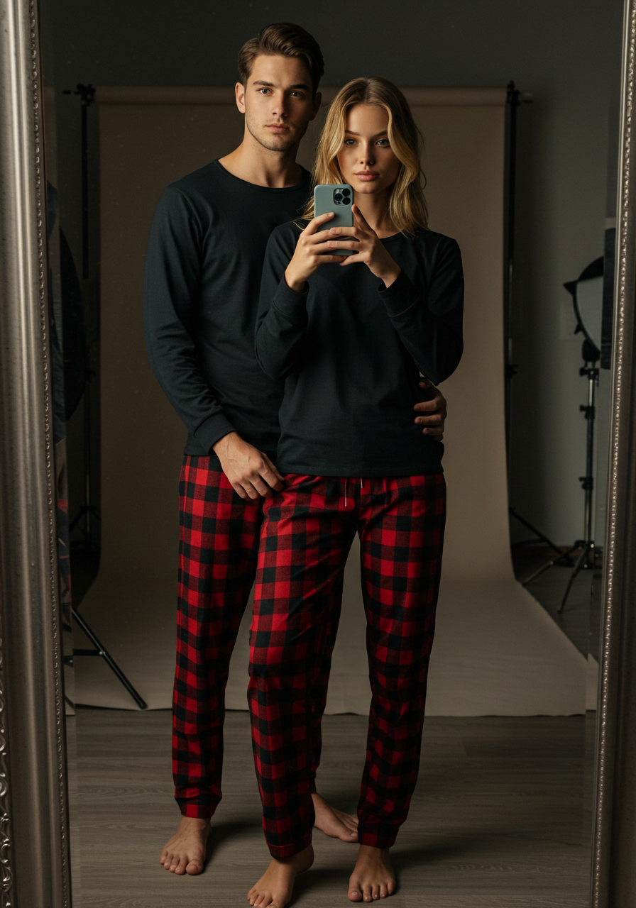 Conjunto Pijama Longo Masculino Adulto | Xadrez Vermelho