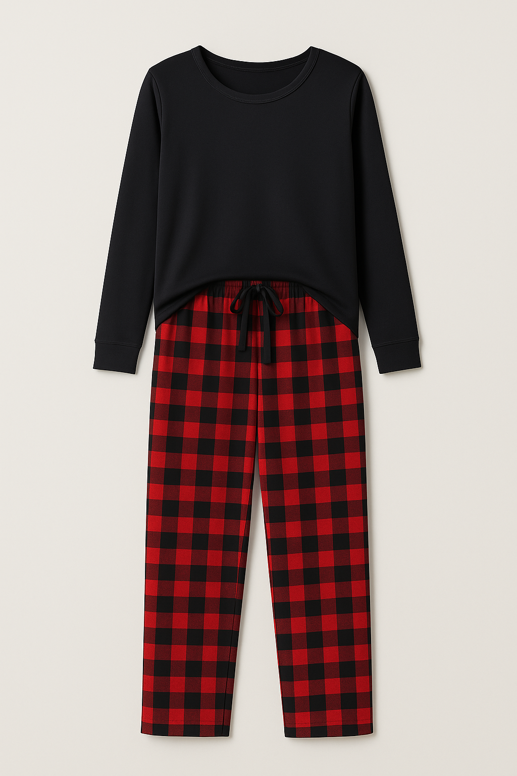 Conjunto Pijama Longo Feminino Adulto | Xadrez Vermelho