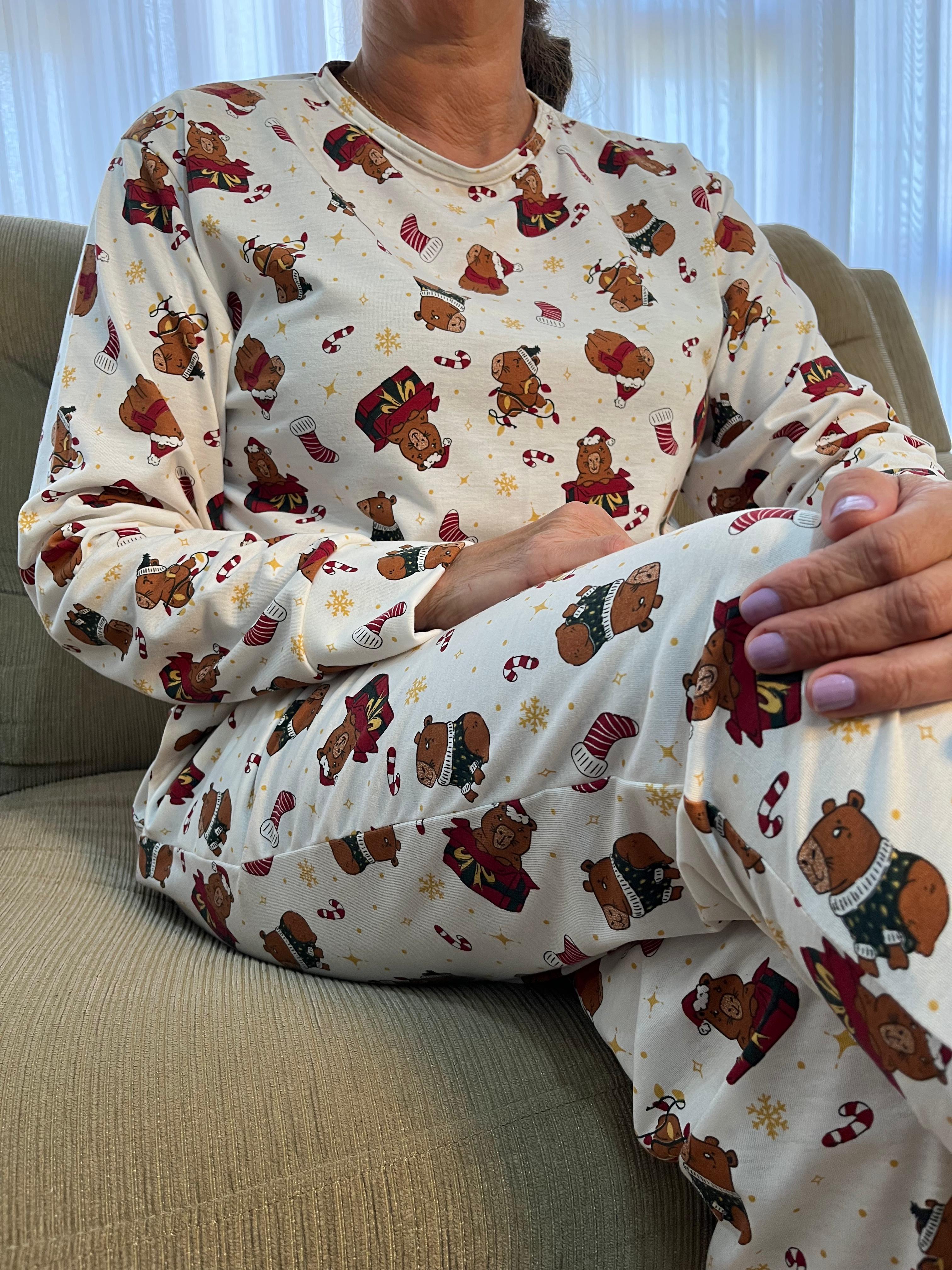 Conjunto Pijama Longo Feminino Adulto | Edição Capivara