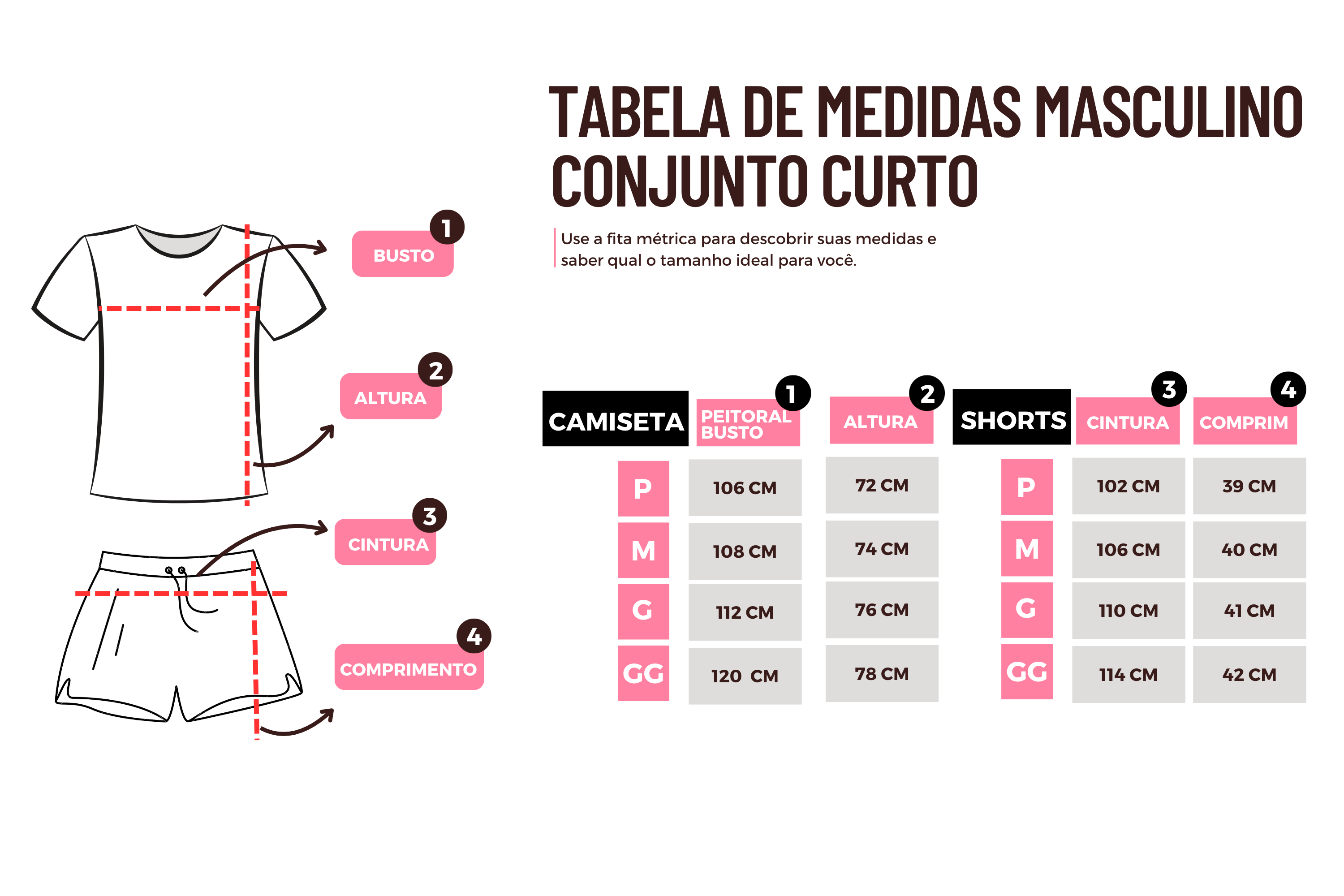 Conjunto Pijama Curto Masculino Adulto | Mesclado