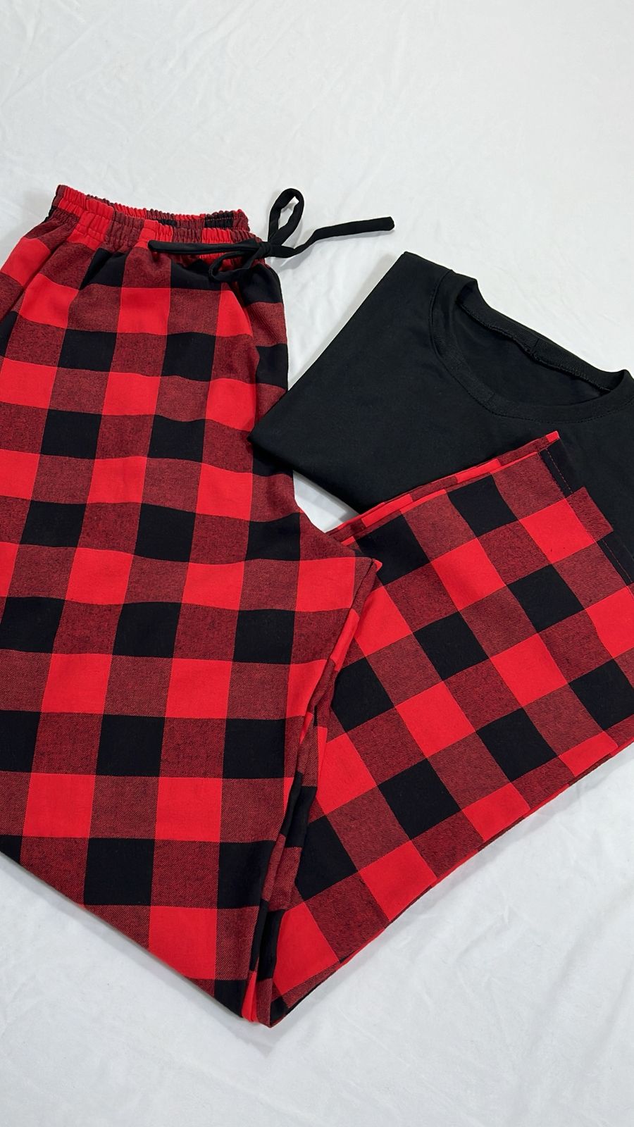 Conjunto Pijama Longo Feminino Adulto | Xadrez Vermelho