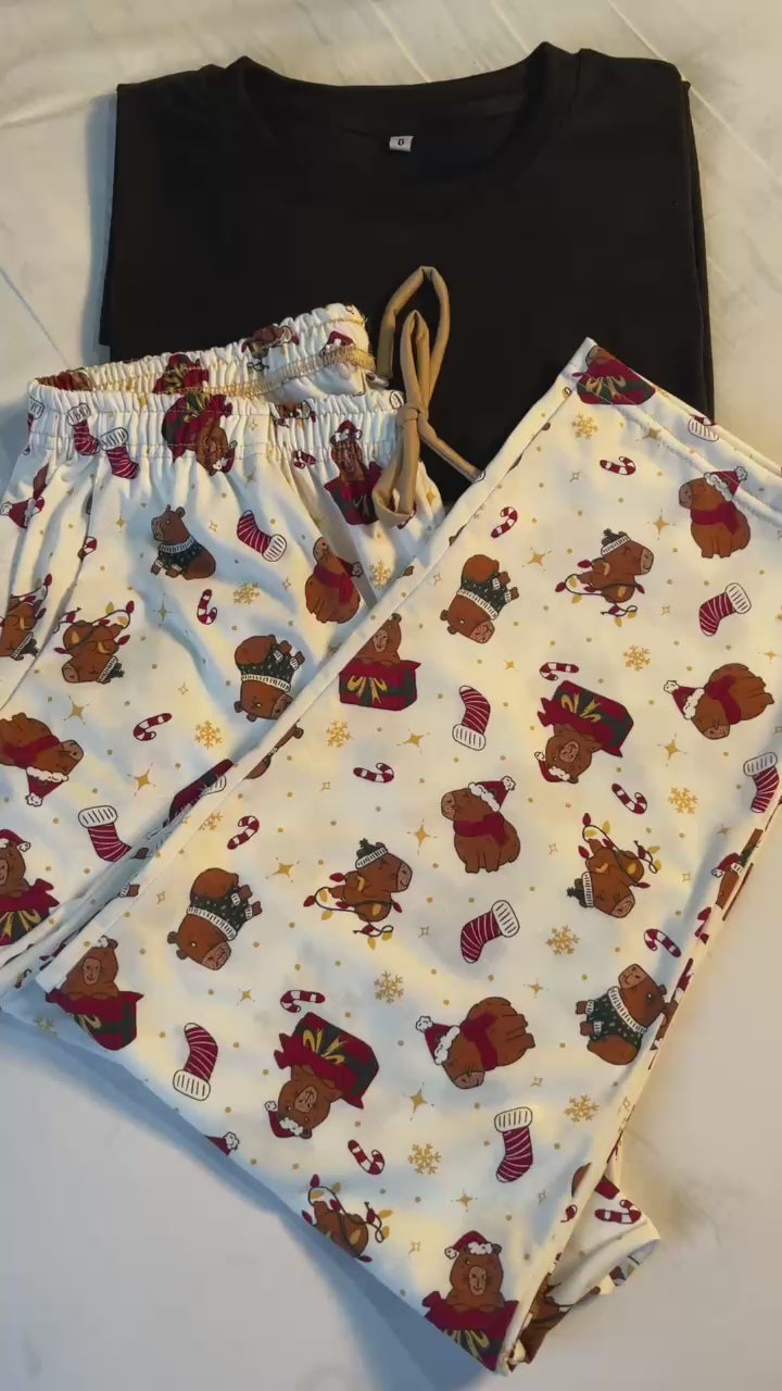 Conjunto Pijama Longo Feminino Adulto | Edição Capivara
